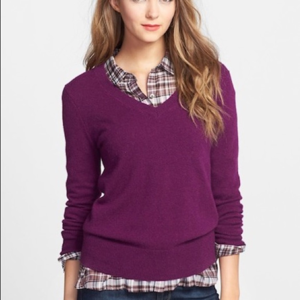 Halogen Cashmere V-Neck Sweater Size Medium Petite